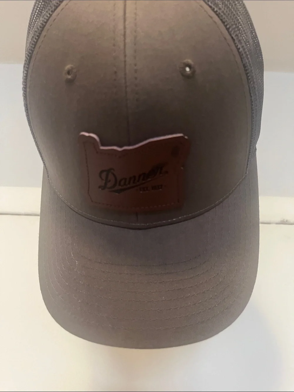 Danner Olive and Brown Leather Patch Trucker Cap